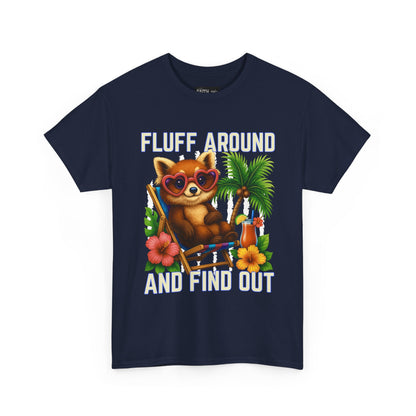 Tropical Cat Tee: Fluff Around and Find Out, Cute Graphic Shirt, Summer Outfit, Unisex Casual Wear, Gift for Animal Lovers