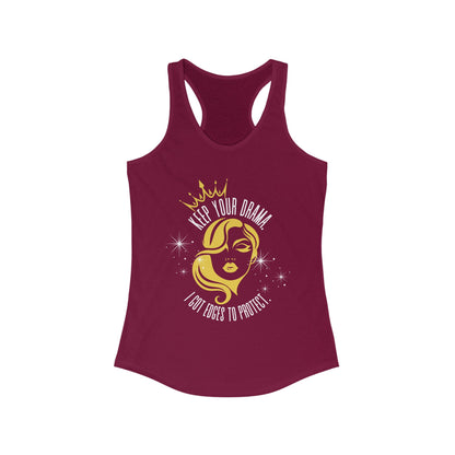 Empowering Women's Racerback Tank - Keep Your Drama, Fitness Apparel, Casual Wear, Gift for Her, Workout Top, Motivational Clothing