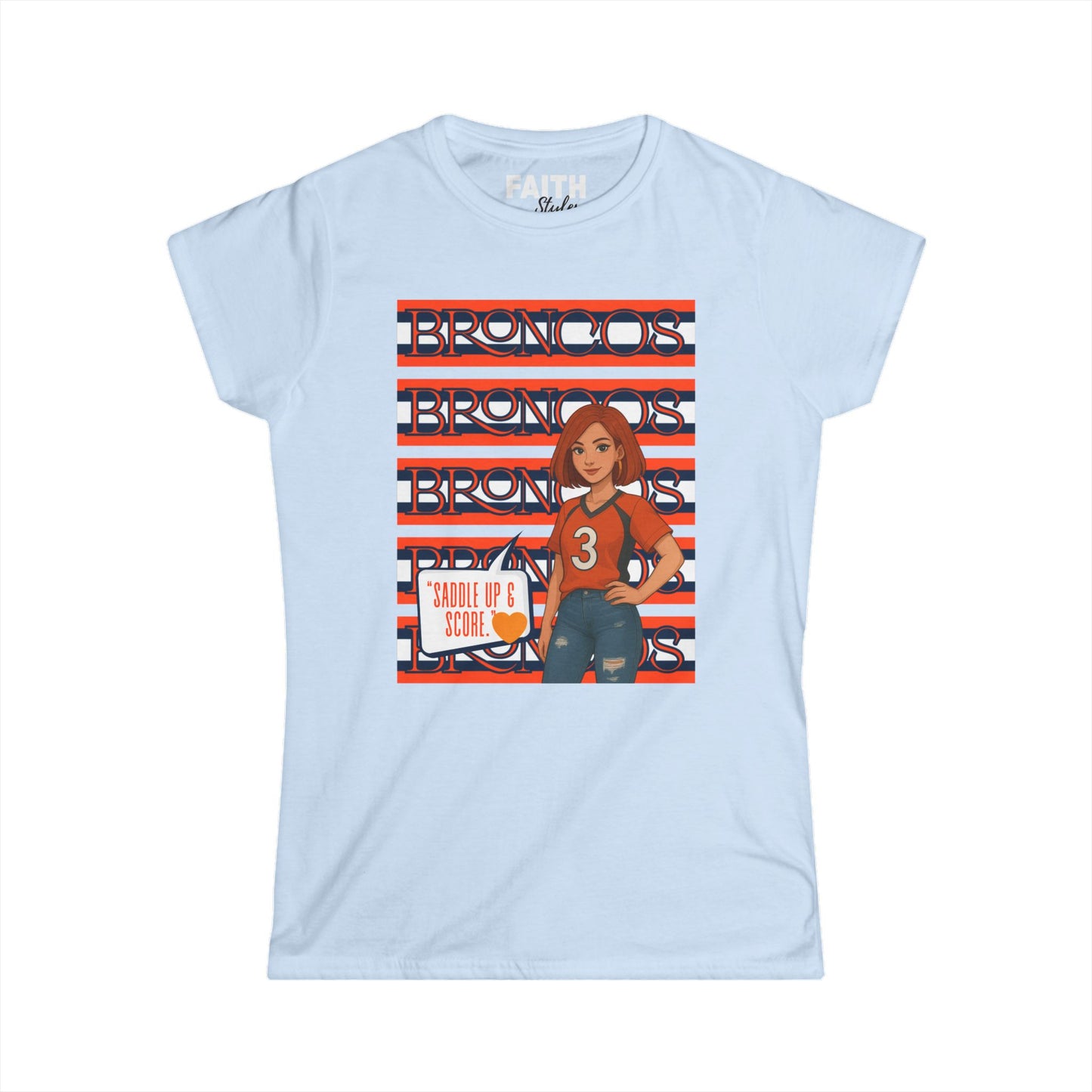 Broncos Spirit Women's Softstyle Tee - Cheer for Your Team, NFL Game Day Shirt, Sports Apparel, Football Fan T-Shirt, Casual Outfit