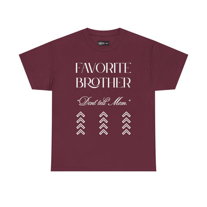 Favorite Brother Unisex Heavy Cotton Tee - Perfect Gift for Siblings, Casual Wear, Birthday, Family Reunion, Everyday Comfort
