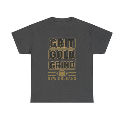 Grit Gold Grind Tee - Male Heavy Cotton Shirt for New Orleans Fans, [...]
