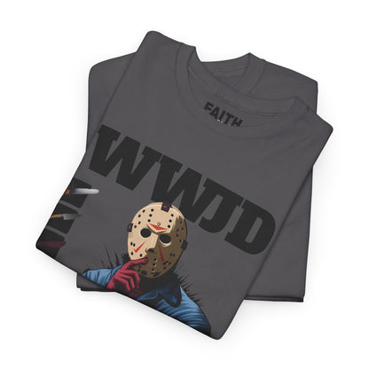 WWJD Unisex Heavy Cotton Tee, Graphic T-Shirt, Casual Wear, Gift for Him, Trendy Apparel, Statement Tee
