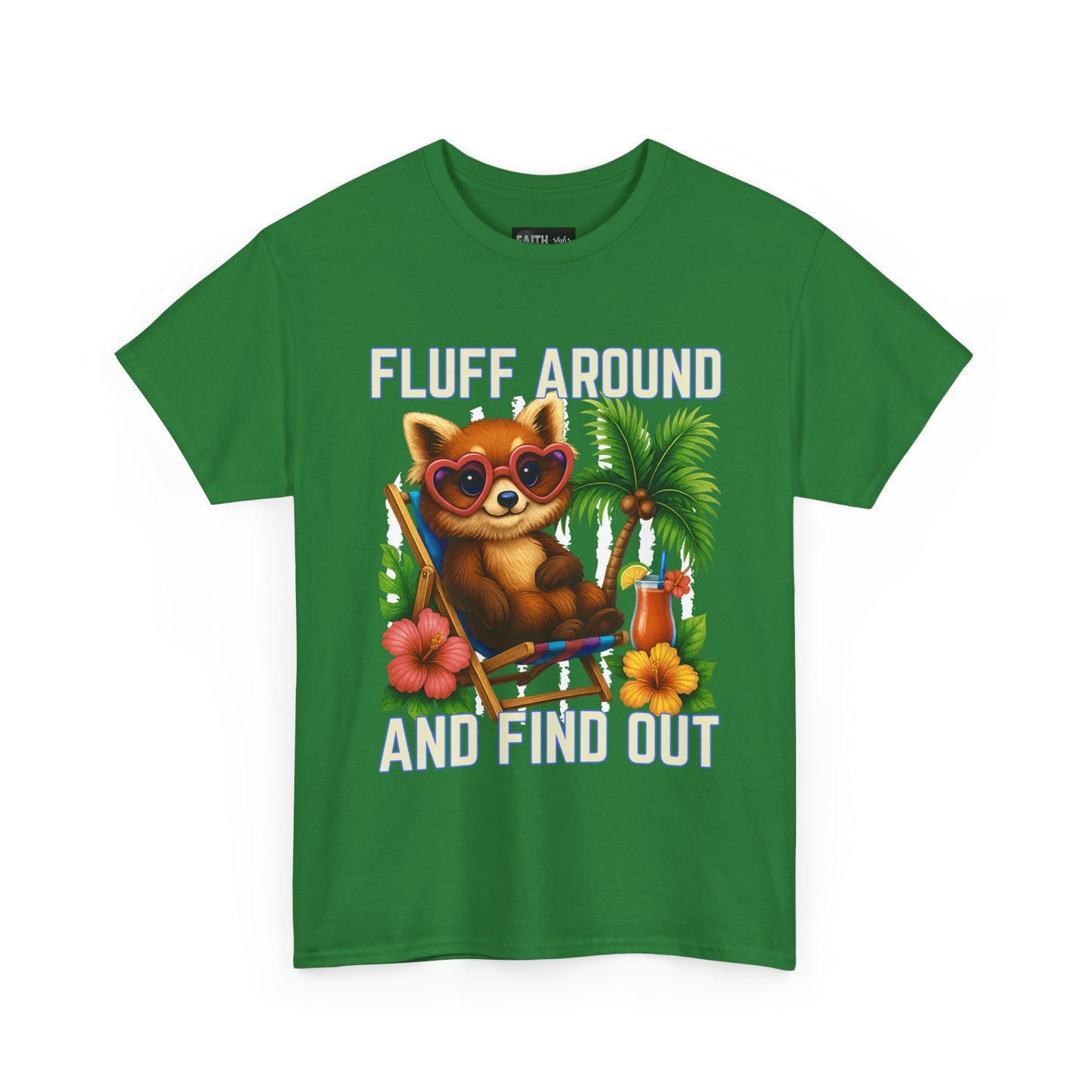 Tropical Cat Tee: Fluff Around and Find Out, Cute Graphic Shirt, Summer Outfit, Unisex Casual Wear, Gift for Animal Lovers