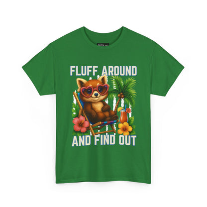 Tropical Cat Tee: Fluff Around and Find Out, Cute Graphic Shirt, Summer Outfit, Unisex Casual Wear, Gift for Animal Lovers