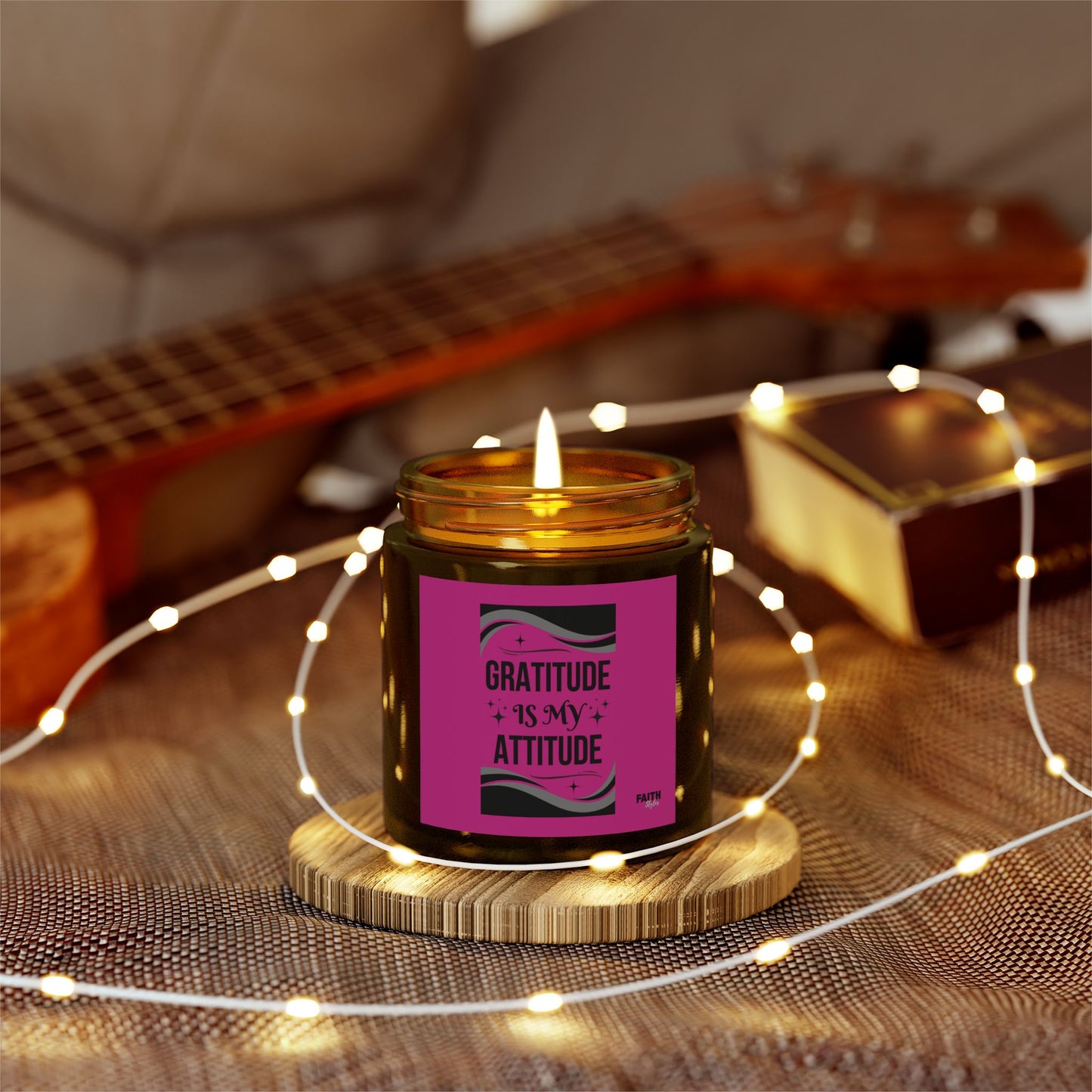 FaithStyles "GRATITUDE IS ATTITUDE" Scented Wax Candles, Coconut Apricot Wax (4oz, 9oz)