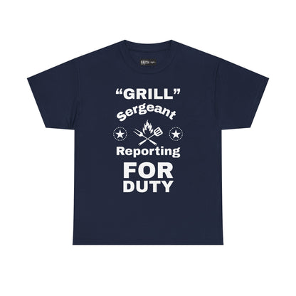 Grill Sergeant Tee - Perfect for BBQs, Father's Day Gift, Unisex Cotton T-Shirt, Outdoor Parties, Cooking Enthusiasts