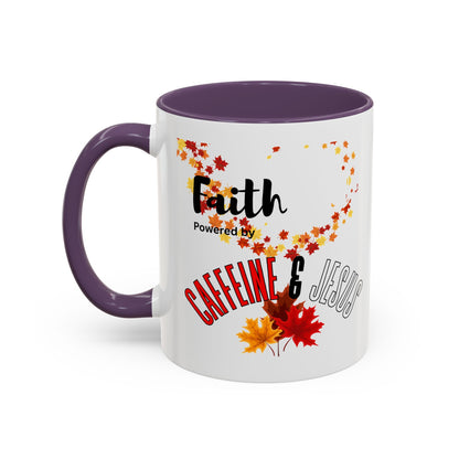 Faith & Caffeine Fall Coffee Mug | Perfect for Autumn Lovers, Thanksgiving Gift, Religious Coffee Cup, Inspirational Drinkware, Cozy Vibes