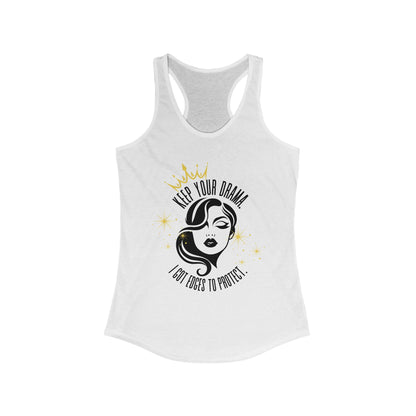 Empowering Women's Racerback Tank - Keep Your Drama, Fitness Apparel, Casual Wear, Gift for Her, Workout Top, Motivational Clothing