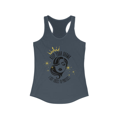 Empowering Women's Racerback Tank - Keep Your Drama, Fitness Apparel, Casual Wear, Gift for Her, Workout Top, Motivational Clothing