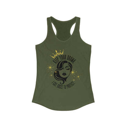 Empowering Women's Racerback Tank - Keep Your Drama, Fitness Apparel, Casual Wear, Gift for Her, Workout Top, Motivational Clothing