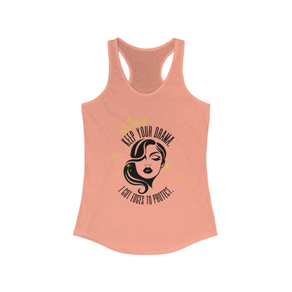 Empowering Women's Racerback Tank - Keep Your Drama, Fitness Apparel, Casual Wear, Gift for Her, Workout Top, Motivational Clothing
