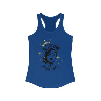 Empowering Women's Racerback Tank - Keep Your Drama, Fitness Apparel, Casual Wear, Gift for Her, Workout Top, Motivational Clothing