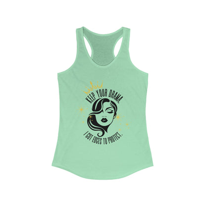 Empowering Women's Racerback Tank - Keep Your Drama, Fitness Apparel, Casual Wear, Gift for Her, Workout Top, Motivational Clothing