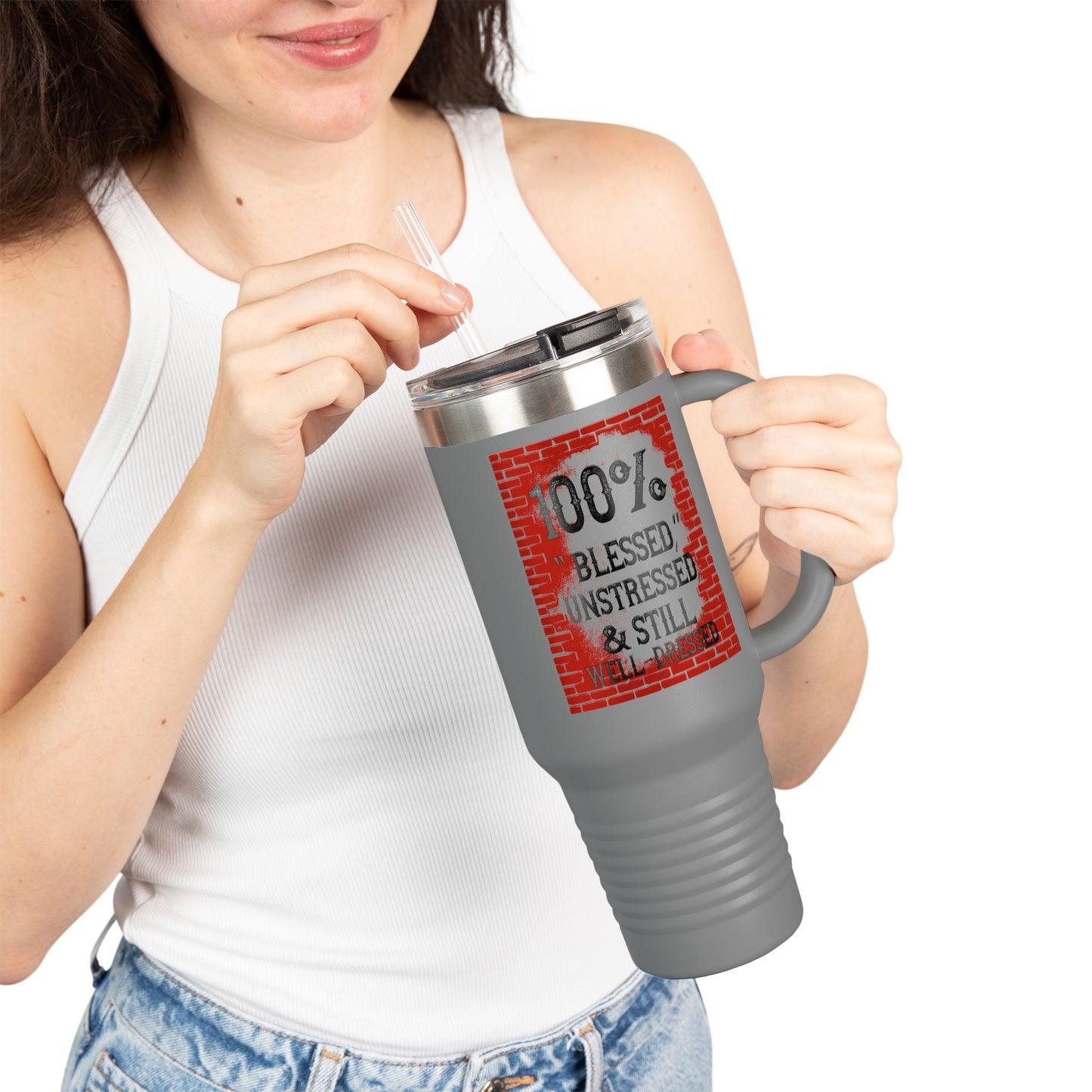 100% Blessed Insulated Travel Mug, 40oz - Perfect for On-the-Go Coffee Lovers, Gift for Friends, Durable Travel Cup, Unique Quote Mug, [...]