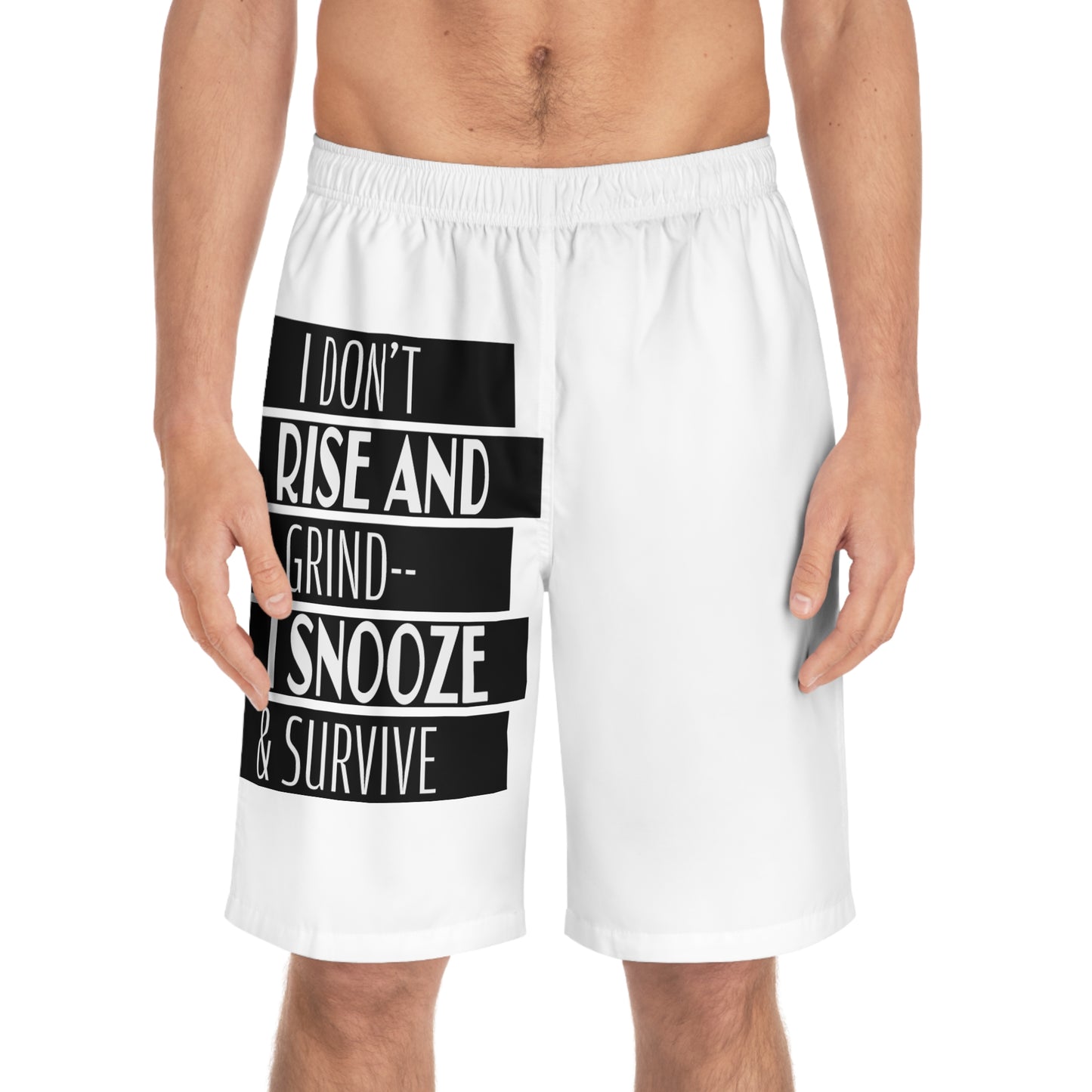Snooze & Survive Board Shorts, Cool Beach Wear, Summer Vacation Swimwear, Gift for Him, Lazy Days Shorts, Vacation Essentials