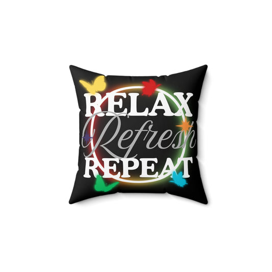 Relax Refresh Repeat Pillow, Cozy Home Decor, Gift for Relaxation, Colorful Throw Cushion, Self-Care Gift Idea, Modern Accent Pillow