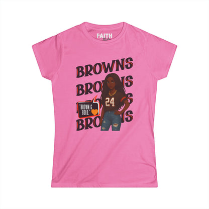Browns Inspired Women’s Tee, Football Fan Shirt, Game Day Top, Sportswear for Her, NFL Gift for Her
