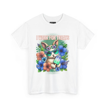 Cute Bunny Graphic Tee for Treat Lovers, Summer Fun Shirt, Animal Lover Gift, Cute Gift for Her, Floral T-Shirt