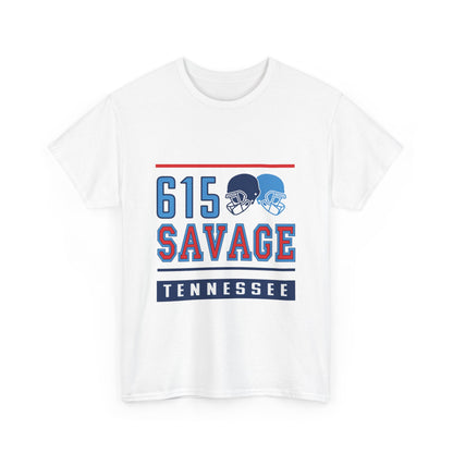 615 Savage Tennessee Male Heavy Cotton Tee - Casual Wear, Sports Fan Apparel, Gift for Him/Her, Tennessee Pride Shirt, Everyday Comfort