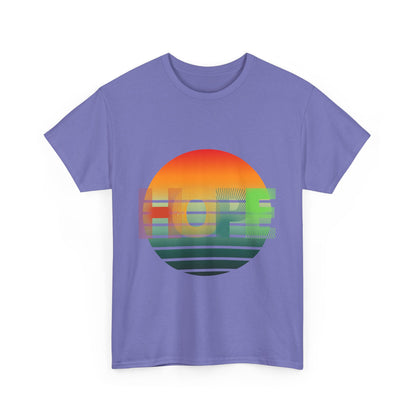 "HOPE" Sunset Vibes Unisex Cotton Tee, Summer T-Shirt, Gift for Him/Her, Casual Wear, Beach Day Outfit, Eco-Friendly Fashion