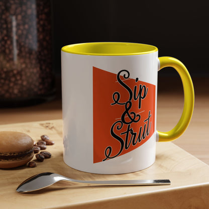 Accent Coffee Mug (11, 15oz) - Sip & Strut Design, Perfect Gift for Coffee Lovers, Home Office Decor, Unique Holiday Present, Ceramic [...]