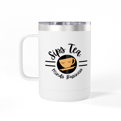 Coffee Lover's Tumbler with Sips Tea Design, Insulated Mug for Home, Travel, Gift for Coffee & Tea Lovers, Birthday, Office, Everyday Use