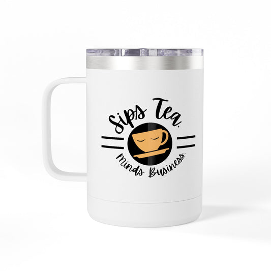 Coffee Lover's Tumbler with Sips Tea Design, Insulated Mug for Home, Travel, Gift for Coffee & Tea Lovers, Birthday, Office, Everyday Use