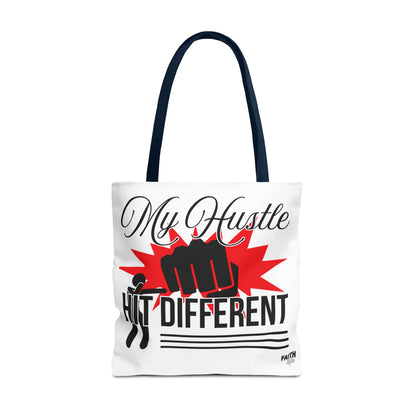 FaithStyles Motivational 'My Hustle, Hit Different' Graphic Tote Bag