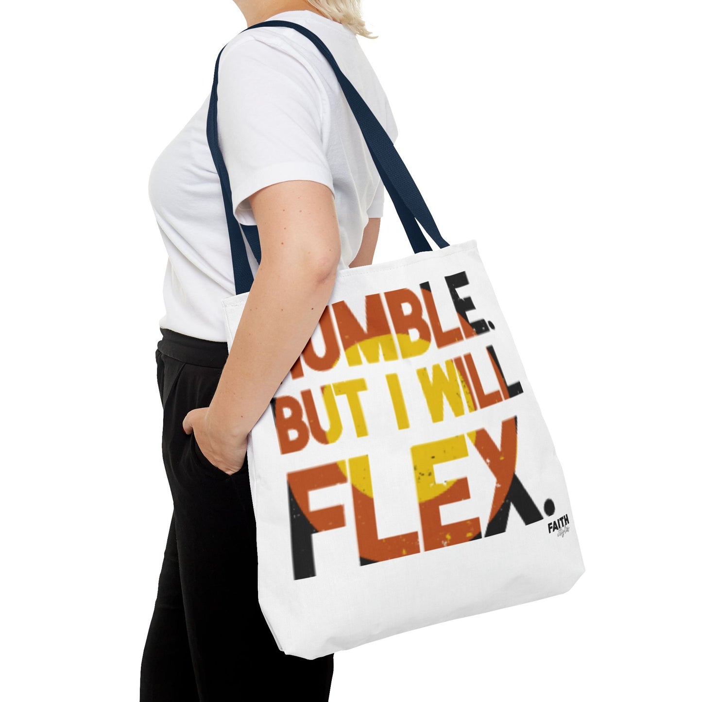 FaithStyles Tote Bag — “Humble But I Will Flex” Graphic Tote, Motivational Everyday Bag