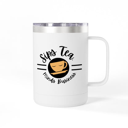 Coffee Lover's Tumbler with Sips Tea Design, Insulated Mug for Home, Travel, Gift for Coffee & Tea Lovers, Birthday, Office, Everyday Use