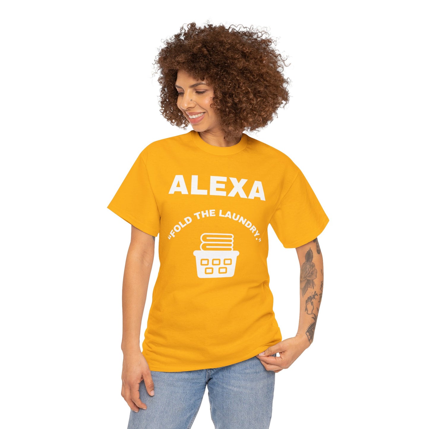 Funny Laundry T-Shirt, Humor Tee, Gift for Mom, Funny Housework Shirt, Unisex Cotton Tee, Alexa Joke Shirt