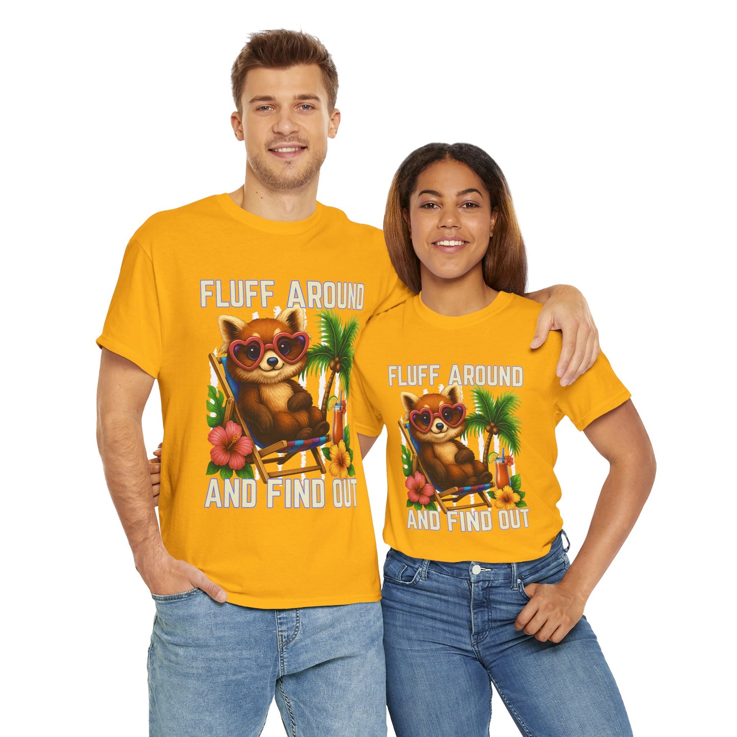 Tropical Cat Tee: Fluff Around and Find Out, Cute Graphic Shirt, Summer Outfit, Unisex Casual Wear, Gift for Animal Lovers