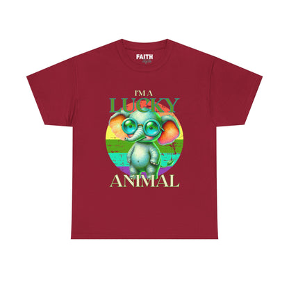 Lucky Animal Unisex Heavy Cotton Tee, Cute Gift for Animal Lovers, Casual Streetwear, St. Patrick's Day, Birthday Apparel