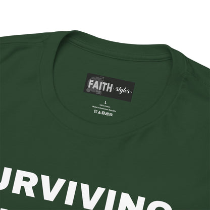 Surviving on Coffee Tee - Unisex Heavy Cotton Shirt, Funny Gift for Coffee Lovers, Perfect for Everyday Wear, Birthday & Holidays