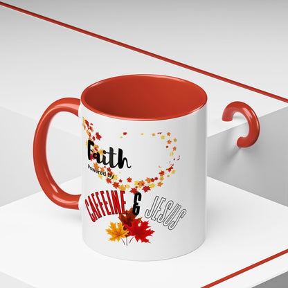 Faith & Caffeine Fall Coffee Mug | Perfect for Autumn Lovers, Thanksgiving Gift, Religious Coffee Cup, Inspirational Drinkware, Cozy Vibes