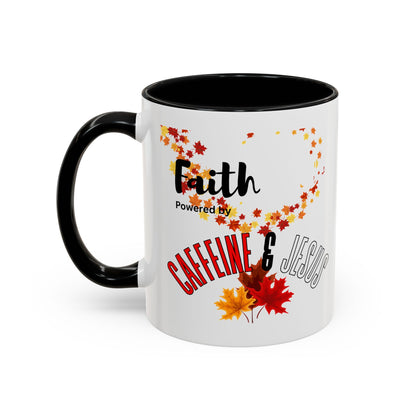 Faith & Caffeine Fall Coffee Mug | Perfect for Autumn Lovers, Thanksgiving Gift, Religious Coffee Cup, Inspirational Drinkware, Cozy Vibes