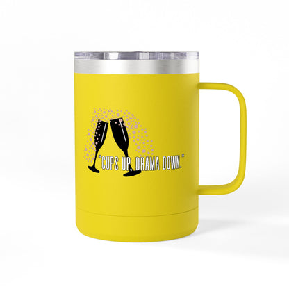 Celebratory Coffee Mug Tumbler, Cheers Gift for Friends, 15oz Drinkware for Parties, Birthdays, Wedding, Fun Gatherings