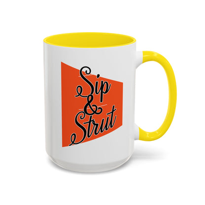 Accent Coffee Mug (11, 15oz) - Sip & Strut Design, Perfect Gift for Coffee Lovers, Home Office Decor, Unique Holiday Present, Ceramic [...]