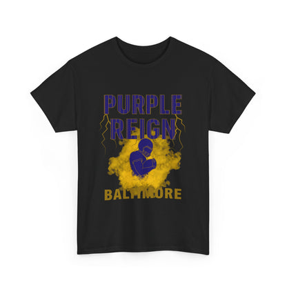 Purple Reign Male Cotton Tee - Bold Style for Baltimore Fans, Casual