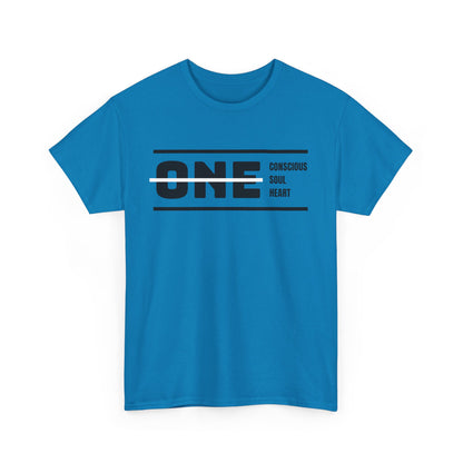 Male's Heavy Cotton Tee - 'ONE' Conscious Soul Heart | Casual Apparel, Gift for Mindfulness, Inspirational Wear, Summer Tee, Everyday Style