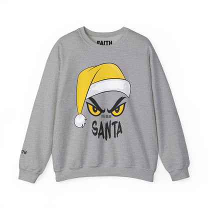 The Mean SANTA Sweatshirt -  Holiday Crewneck - Yellow