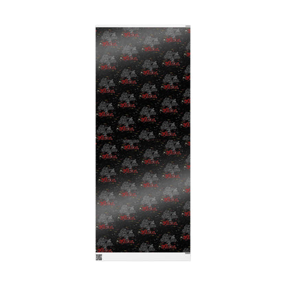 Wrapping Paper Roll — Black Space Pattern with Red 'Ho Ho Ho' Holiday Design