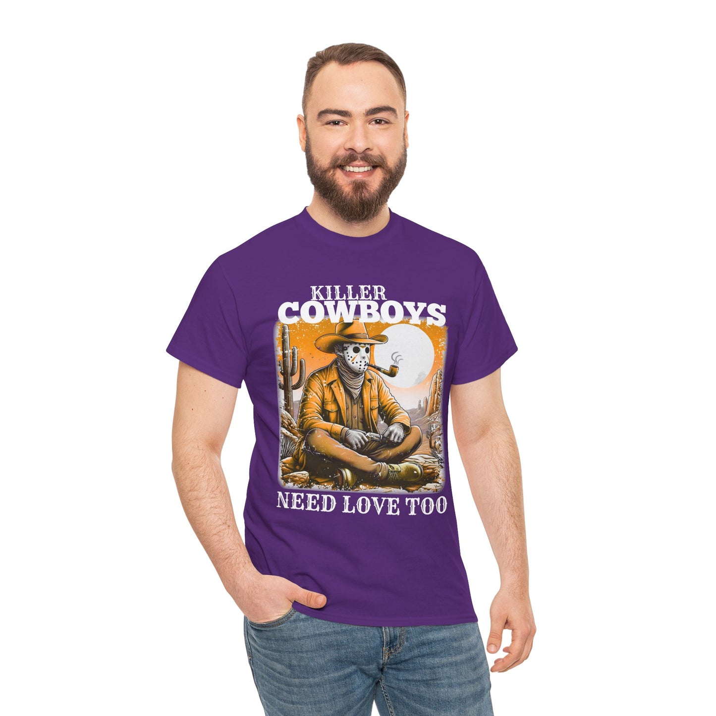 Killer Cowboys Graphic Tee, Unisex Heavy Cotton T-Shirt for Casual Wear, Cowboy Lover Gift, Western Occasion Apparel