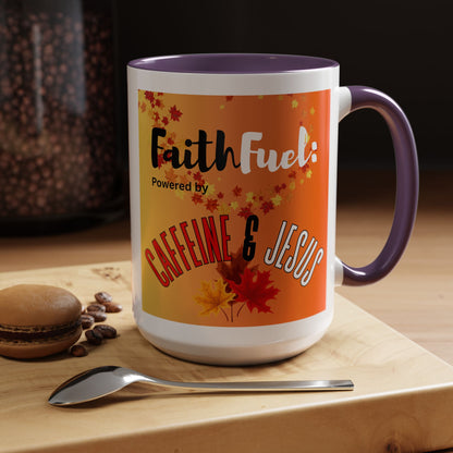FaithFuel Caffeine & Jesus Mug - Fall Coffee Cup, Inspirational Gift, Autumn Decor, Home Office Supplies, Religious Mug