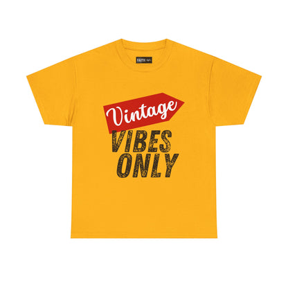 Vintage Vibes Only Unisex Heavy Cotton Tee, Retro T-Shirt, Trendy Gift for Him/Her, Casual Wear, Music Festival Outfit