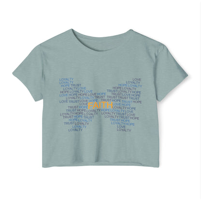 Women's Festival Crop Top with Faith Design, Boho Style Tee, Summer Festival Top, Inspirational Apparel, Gift for Her