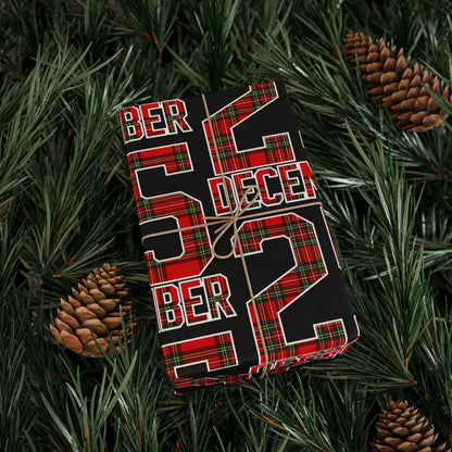 Wrapping Paper — Holiday Plaid ‘Merry’ Design