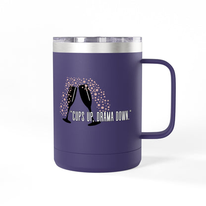 Celebratory Coffee Mug Tumbler, Cheers Gift for Friends, 15oz Drinkware for Parties, Birthdays, Wedding, Fun Gatherings