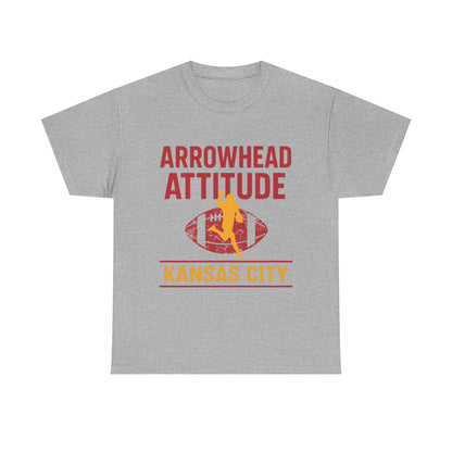Male Heavy Cotton Tee, Arrowhead Attitude, Football Tee