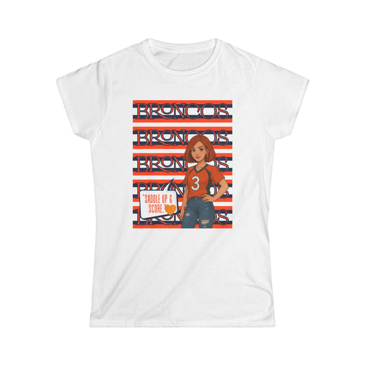Broncos Spirit Women's Softstyle Tee - Cheer for Your Team, NFL Game Day Shirt, Sports Apparel, Football Fan T-Shirt, Casual Outfit